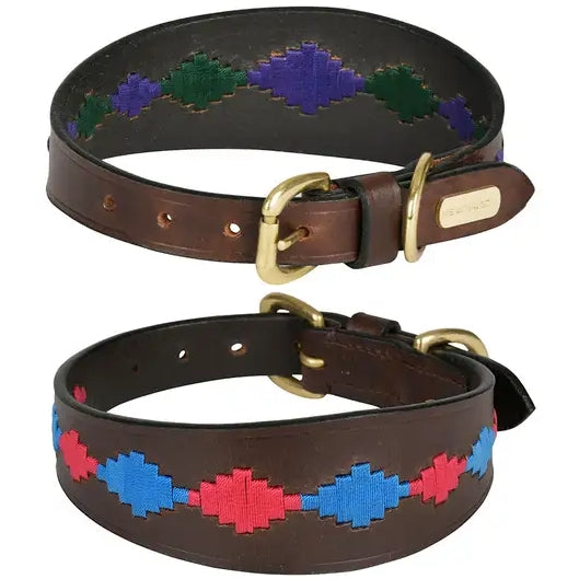 WeatherBeeta Lurcher Polo Leather Dog Collar Wide Leather With Brass Buckles