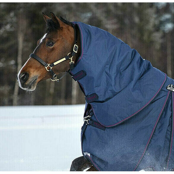 Horseware Rambo Optimo Turnout Hood Neck Cover MediumWeight 150g Navy/Grey S-XL