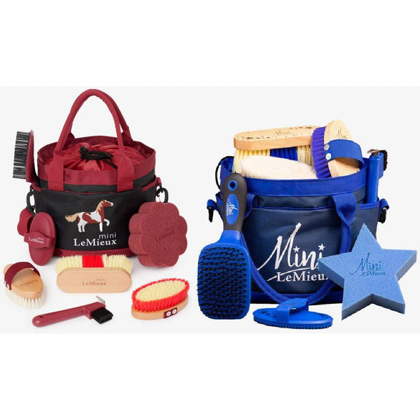 LeMieux Mini Grooming Set Kids Complete Storage Bag, Brushes, Sponge and Hoof Pick