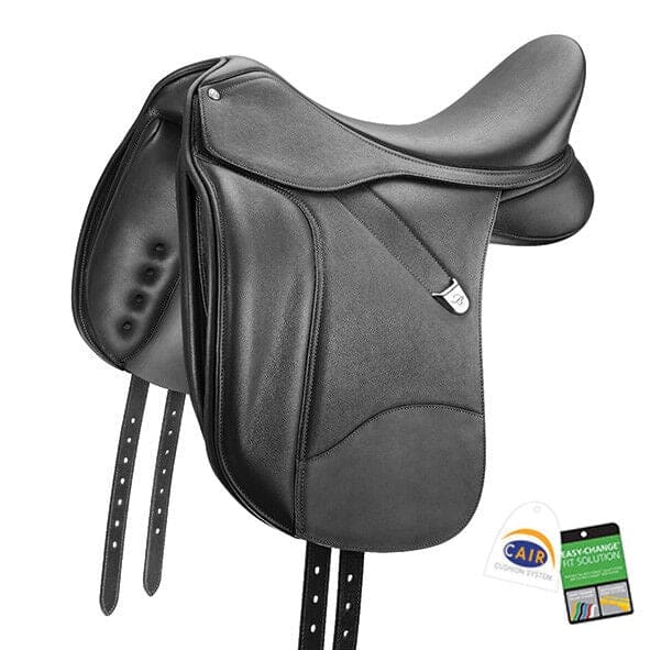 Bates Wide Dressage+ Luxe Adjustable Performance Support Saddle CAIR Black 16-18