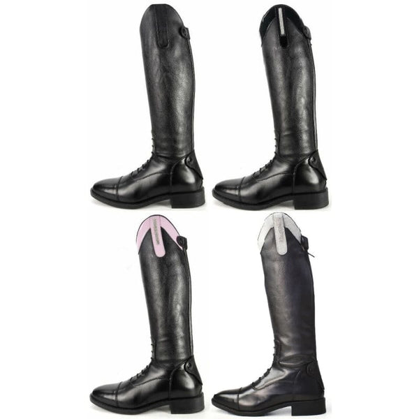 Brogini Como Piccino Kids Young Rider Long Competiton Riding Boots Black/Silver