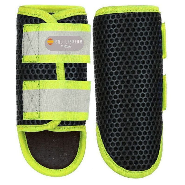 Equilibrium Tri-Zone Hi-Viz Brushing Boots Lightweight Black/Flourescent Yellow