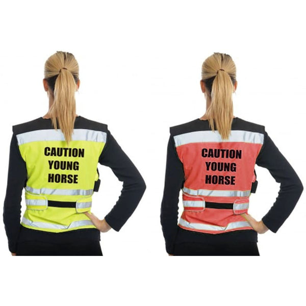 Equisafety Air Waistcoat Caution Young Horse Adjustable Hi-Vis Tabard Vest M-XXL