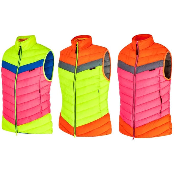 Equisafety Hi-Vis Riding Gilet Multi-Coloured Reflective Quilted Body Warmer All