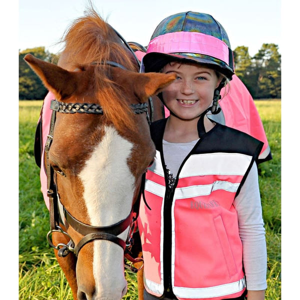 Equisafety Plain Adjustable Air Waistcoat Hi-Vis Reflective Child Yellow/Pink/Re