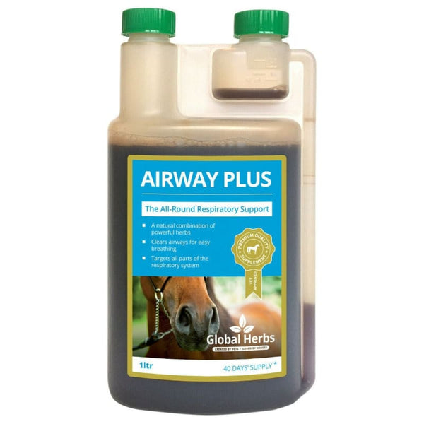 Global Herbs Airway Plus Horse Respiratory Liquid Soothe Clear Chest Lung Throat