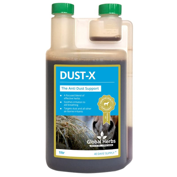 Global Herbs Dust-X Horse Respiratory Liquid Soothe Clears Chest Lung Airways 1L