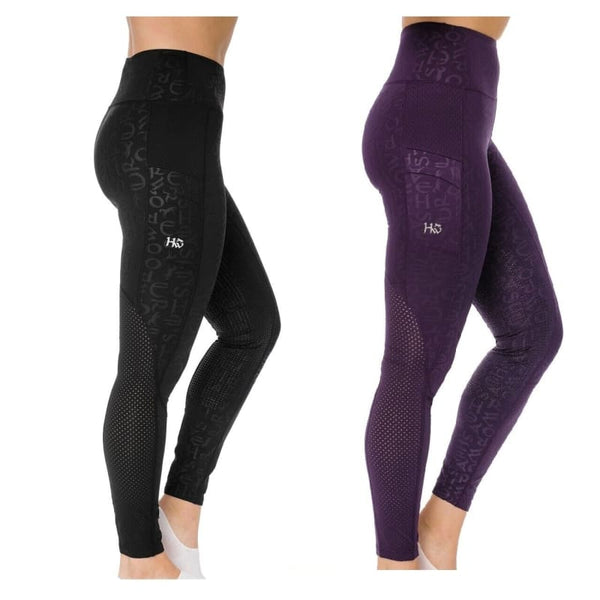 Horseware Ladies Monogram Mesh Riding Tights Joddings Purple/Black/Navy XXS-XXL