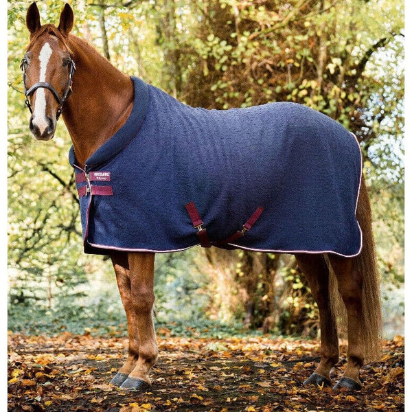 Horseware Rambo Embossed Cosy Neck Wicking Fleece Cooler Rug Navy/Burgundy