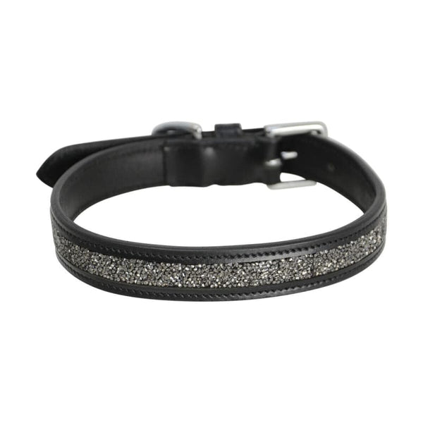 Hy Equestrian Black Rock Crystal Encrusted Sparkly Dog Collar 12' Black