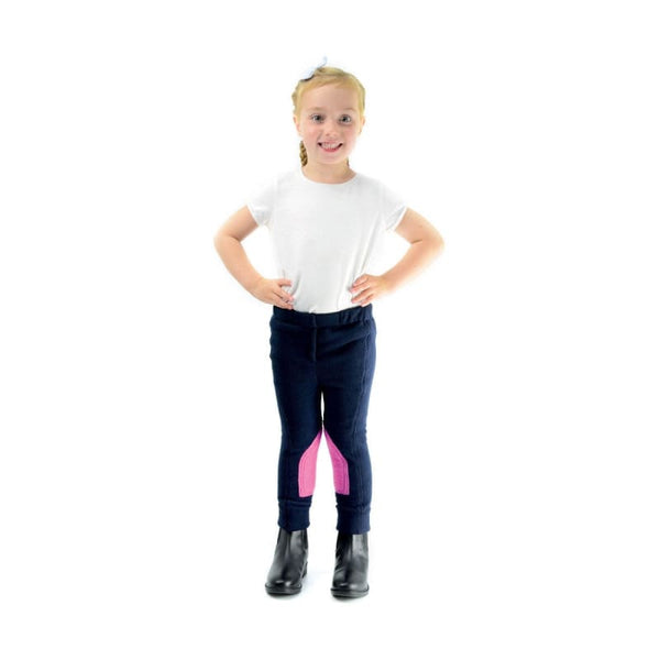 Hy Equestrian Childrens Fleece Tots Pull-On Jodhpurs Navy/Pink/Sky Blue S-XXL