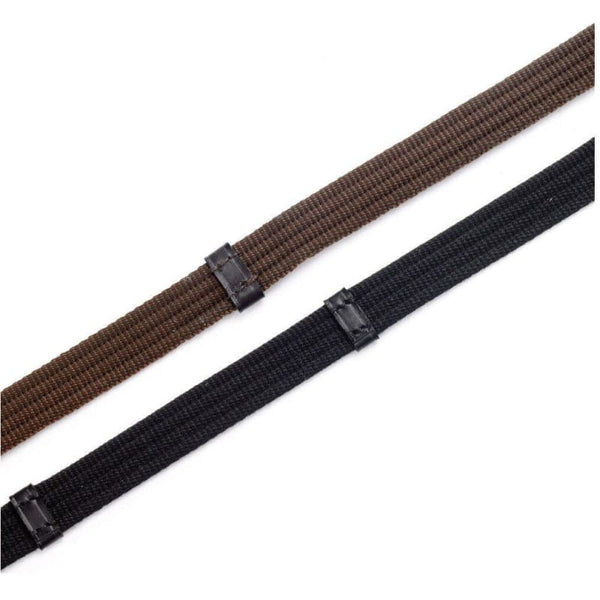 Hy Equestrian Continental Reins Traditional Webbing Grip Pony/Full Black/Brown