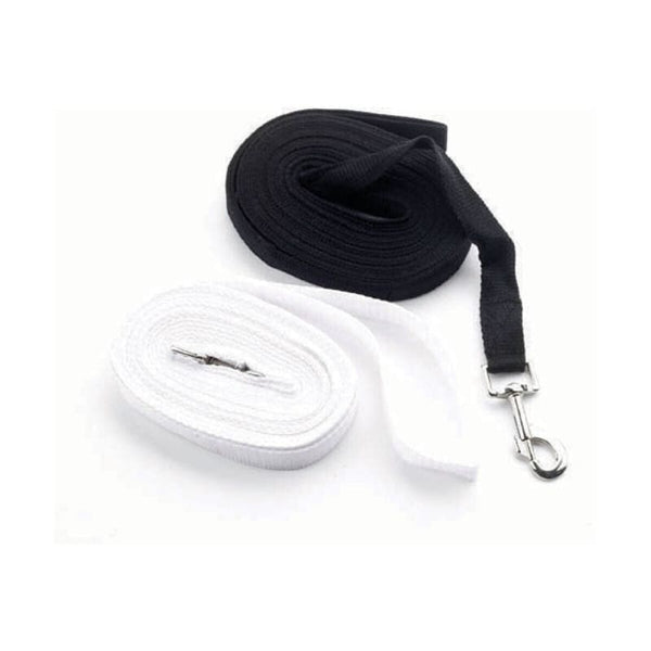 Hy Equestrian Cotton Lunge Rein With Handle Loop Black or White 25ft x1'