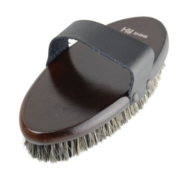 Hy Equestrian Deluxe Body Brush With Horse Hair and Pig Bristles Wooden Backed