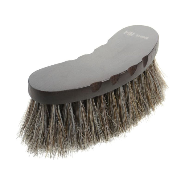 Hy Equestrian Deluxe Half Round Brush With Horse Hair and Ergonomic Finger Slots