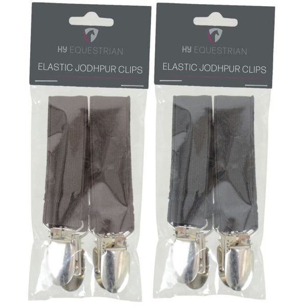 Hy Equestrian Elastic Jodhpur Clips Prevent Jodhpurs Rising Up Black/Brown