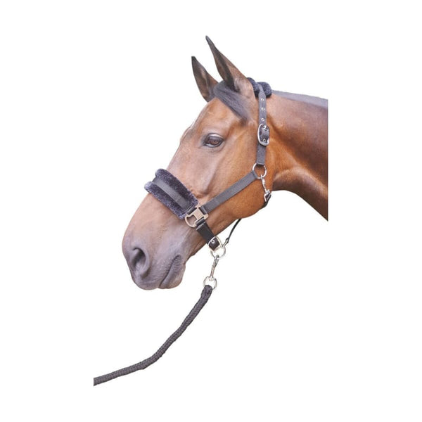 Hy Equestrian Faux Fur Padded Fleece Head Collar with Lead Pony/Cob/Full