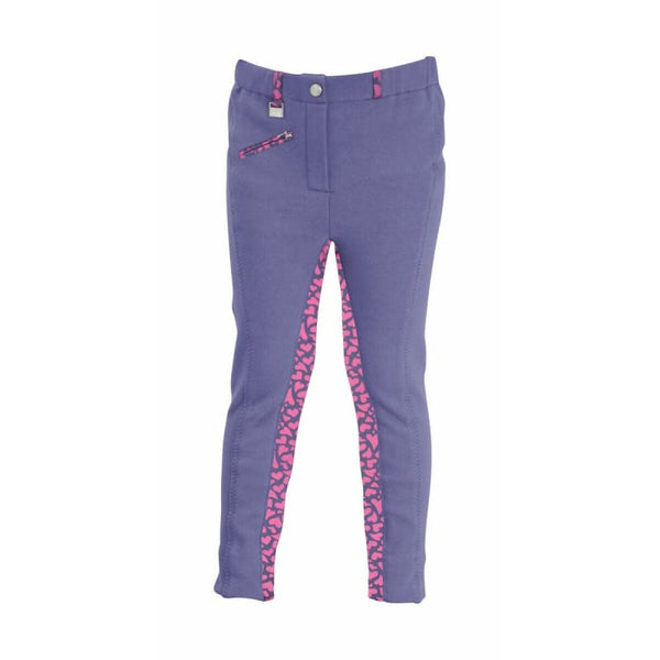 Hy Equestrian Kids Love Hearts Childrens Jodhpurs Insignia Purple/Pink 18-28'