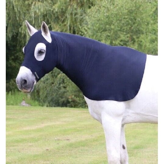 Hy Equestrian Lycra Flex Hood Neck With Eye and Ear Holes Navy Pony/Cob/Full