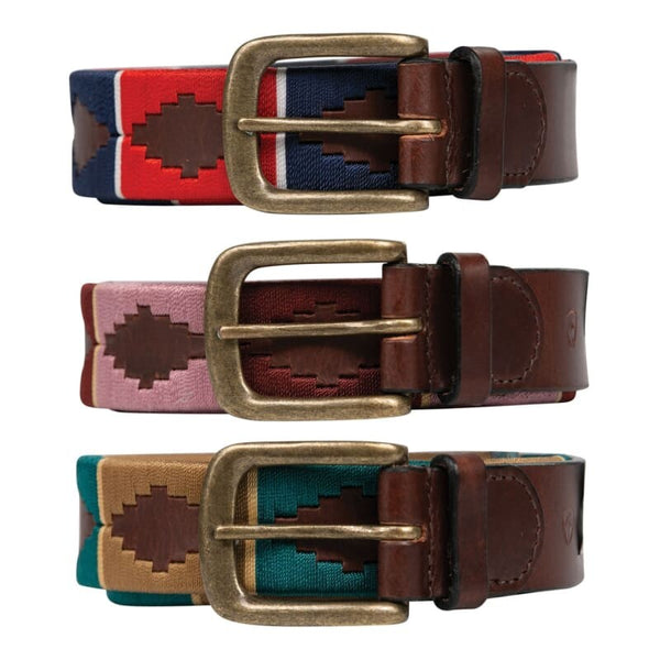 Hy Equestrian Polo Belt Leather Red/Navy/Whit Purple/Pink/Beige Teal/Mocha/Beige