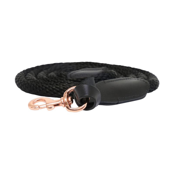 Hy Equestrian Rosciano Rose Gold Lead Rope with Faux Leather Black/Brown