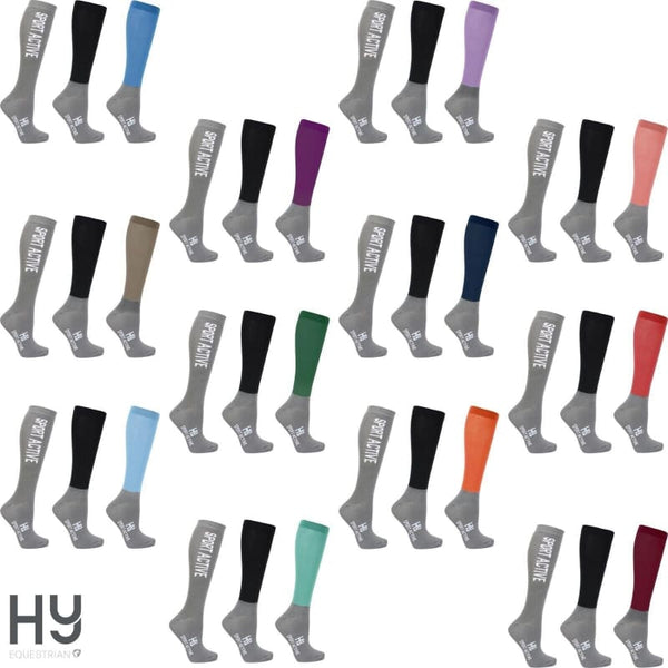 Hy Equestrian Hy Sport Active Riding Socks Adults Long Riding Socks Pack of 3