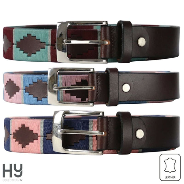 Hy Equestrian Synergy Collection Polo Belt Brown Leather With Stitching S/M L/XL