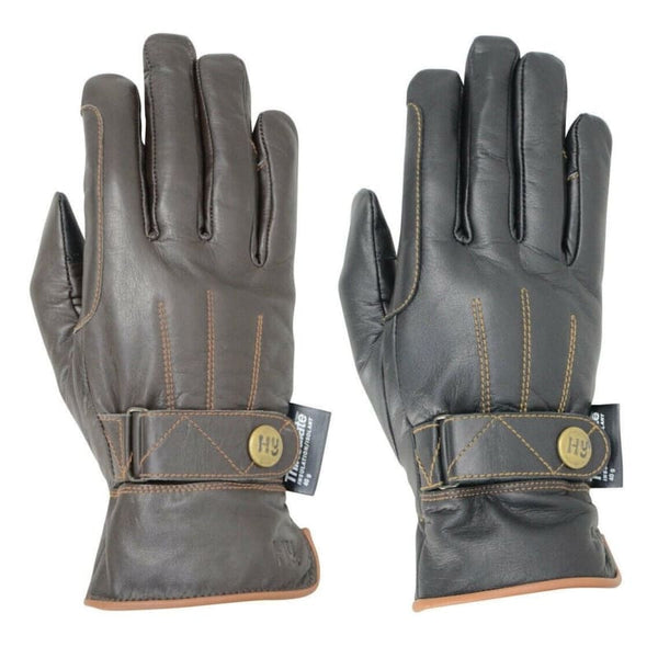 Hy Hy5 Adults Leather Thinsulate Warm Winter Riding Gloves Black/Brown XS-XL