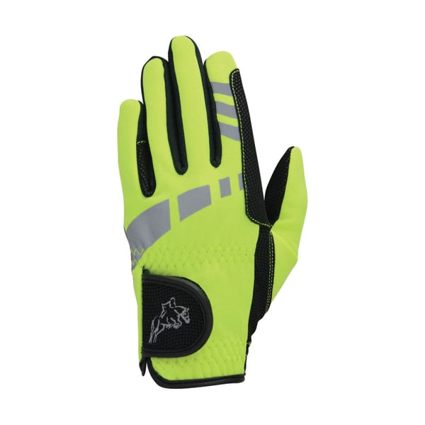 Hy5 Adults Extreme Reflective Soft Shell Hi-Viz Riding Gloves Yellow/Navy XS-XL