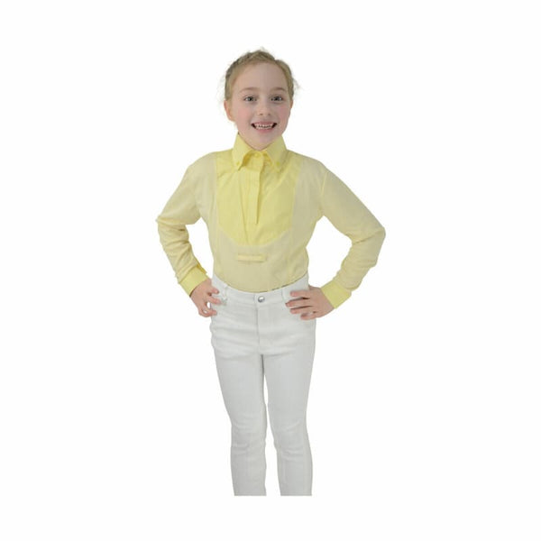 HyFASHION Childrens Dedham Long Sleeve Tie CoolDry Show Shirt Yellow/White XS-XL