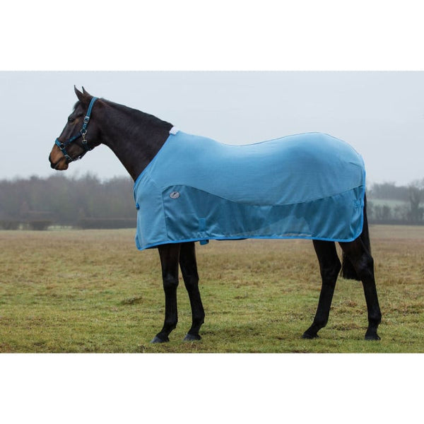 JHL Essential Fleece Mesh Rug Wicking Fleece Rug With Mesh Sides Blue 5'6-7'0