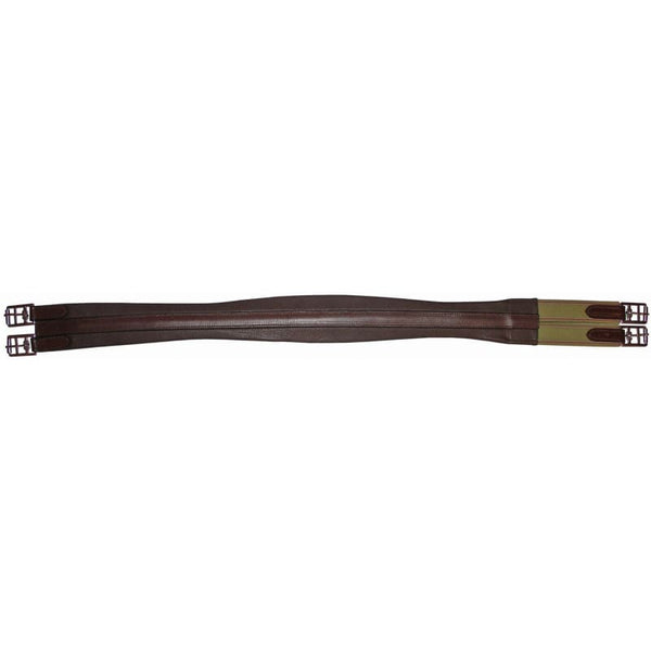 JHL Padded Leather GP Long Girth Elasticated on One Side Black/Brown 46'-54'