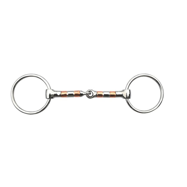 JHL Pro Steel JHLPS Loose Ring Single Jointed Snaffle With Copper Roller 5' - 6'