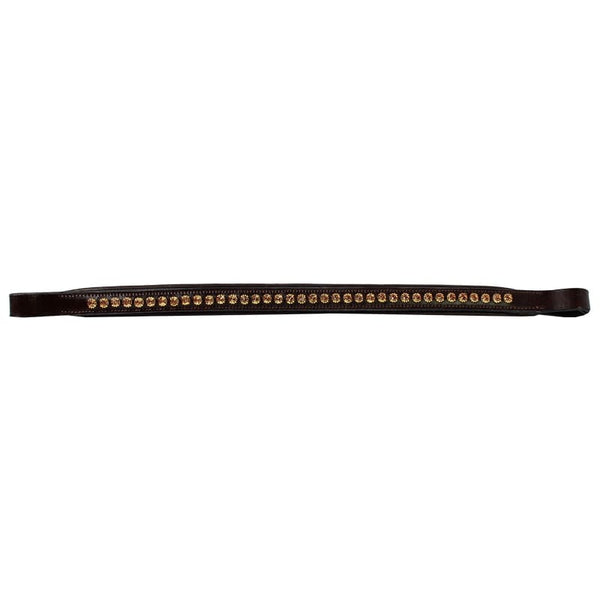 JHL Topaz Diamante Padded Browband Subtle Bling Leather Brow Band Brown Pony-Ful