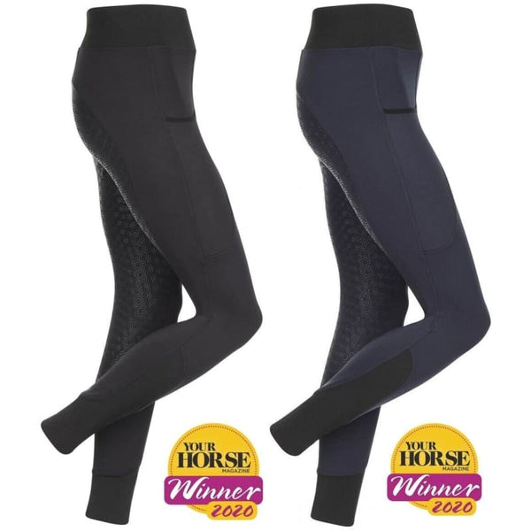 LeMieux Activewear Ladies Seamless Pull on Breeches Joddings Tights Black/Navy