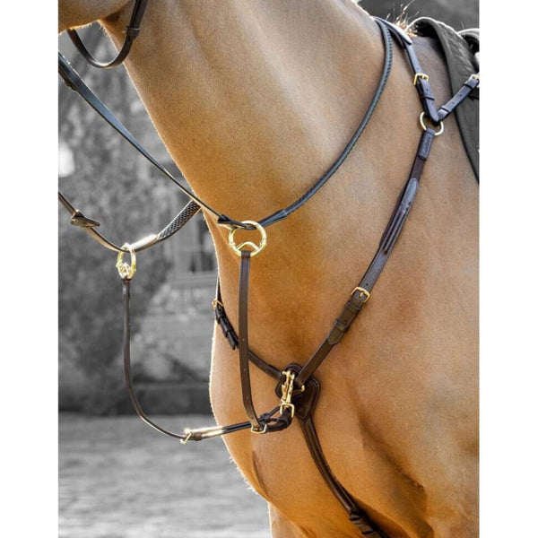 LeMieux Breastplate and Removable Martingale 3 Point Soft Gel Leather Black/Havana