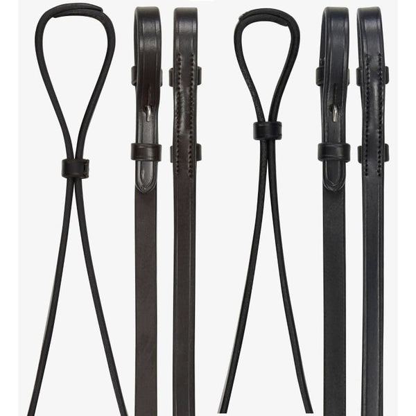 LeMieux Curb Rein Dressage Weymouth Sewn End Narrow Thin Reins Black/Brown