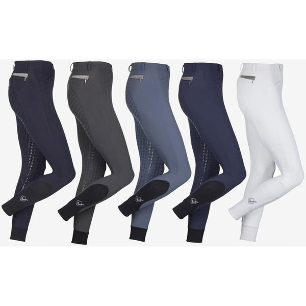 LeMieux Dynamique Full Seat Ladies Breeches Silicone Grip Comfy Navy/Grey/White