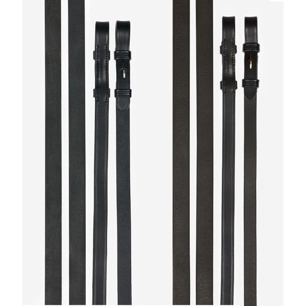 LeMieux Kris Extreme Rubber Reins Straight Textured Grip Non-Stretch Black/Brown