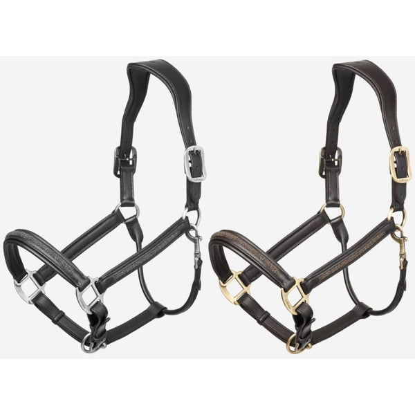 LeMieux Leather Crystal Headcollar Padded Anatomic Ergonomic Clips Black/Brown