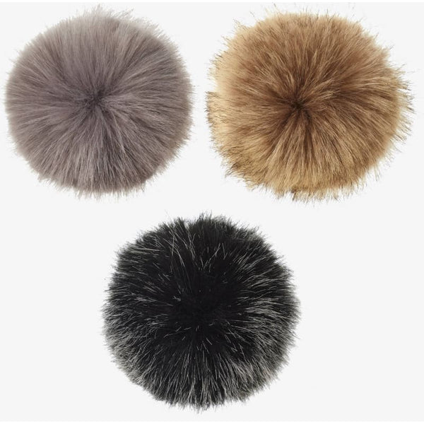 LeMieux Pom Pom Fluffy Faux Fur Spare Replacement Silks Beanies Black/Brown/Grey