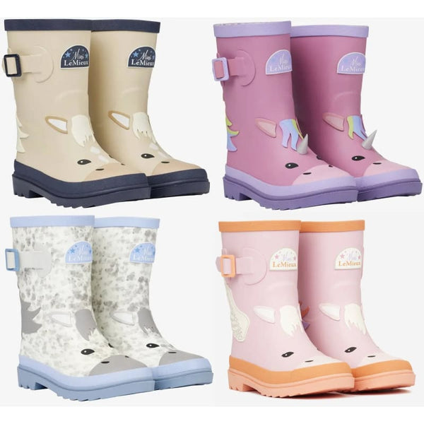 LeMieux Puddle Pals Kids Welly Childs Wellington Boots Unicorn/Popcorn/Pegasus