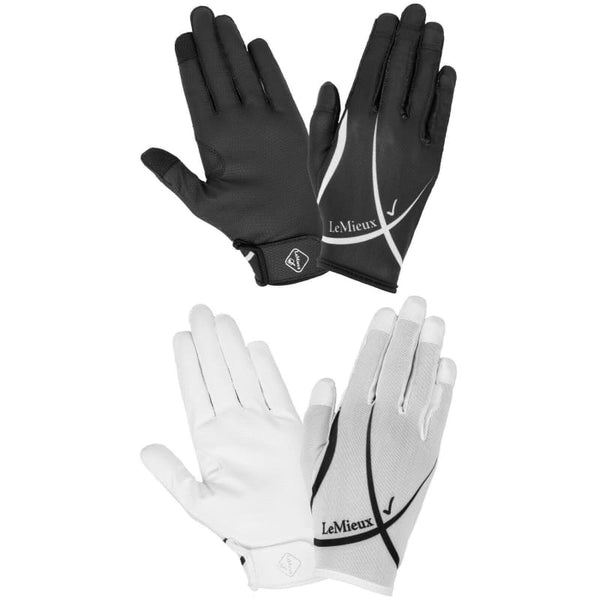 LeMieux Soleil Ultra Lightweight Summer Stretch Grip Riding Gloves Black/White