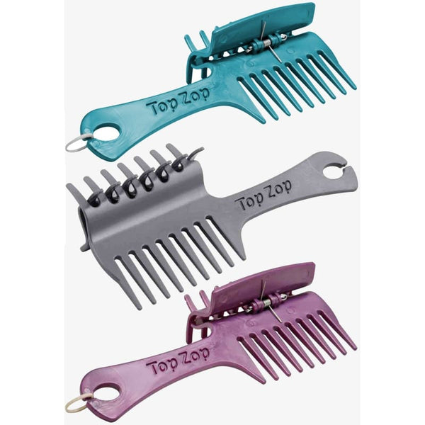 LeMieux Top Zop Easy Plaiting Plait Comb Horse and Pony Mane Tool Purple/Grey/Blue