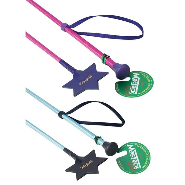 Mactack Junior Kids Short Riding Whip Crop With Star Keeper CW67 20' Pink/Blue