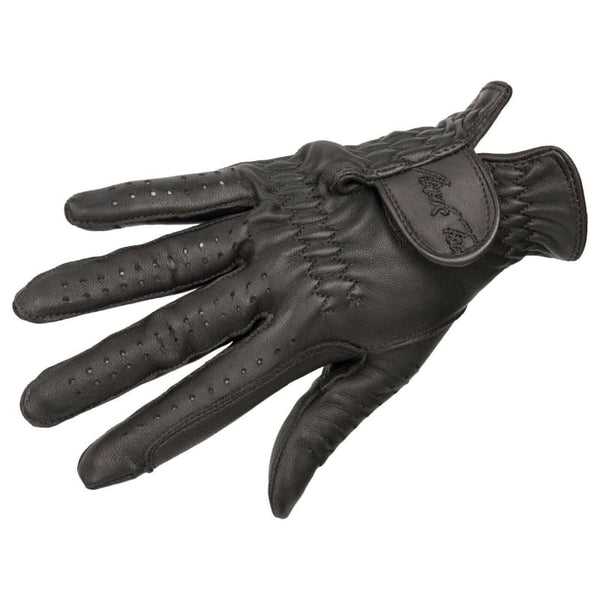 Mark Todd Childrens Leather Ventilated Riding Show Gloves Black/Brown 4-12 Years