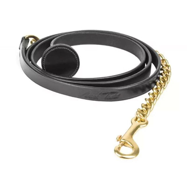 Mark Todd Flat Leather Lead Rein With Brass Chain and Leather Stop Black/Brown