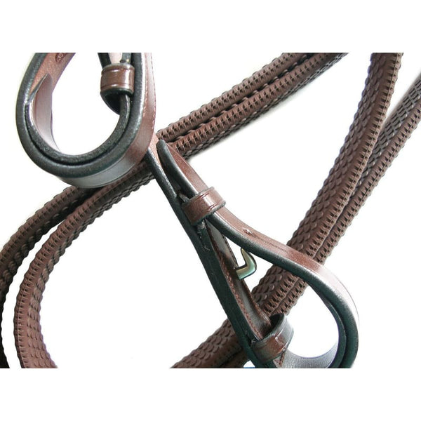 Mark Todd Standard Rubber Reins Leather With Rubber Grip Black/Havana Cob/Full