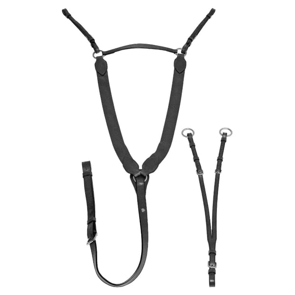 Mark Todd V-Check Elasticated Breastplate Quality Leather Black/Havana Cob/XFull