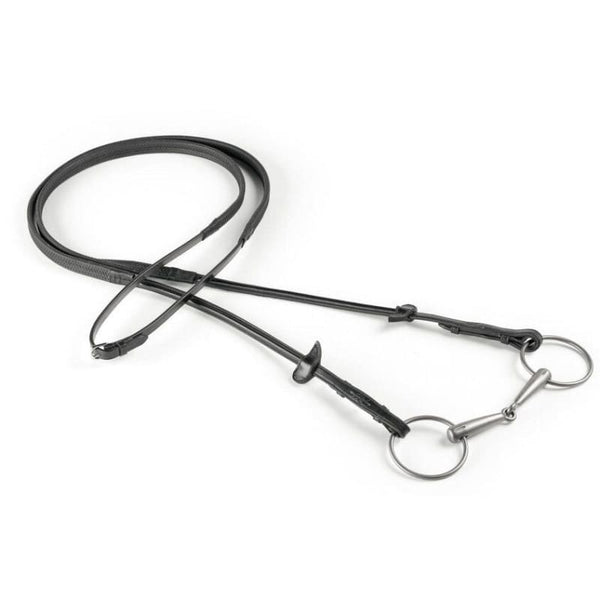 Selleria Equipe Soft Rolled Leather Rubber Reins RE17 Black/Brown/RedBrown C/F